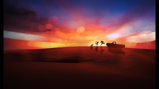 Photo Manipulation! Enjoyment at the middle of the desert during the setting of the Sun. Photoshop.