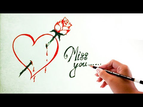 How To Draw Love Heart With Rose Miss You Drawing With Heart Artbyabhijit Youtube