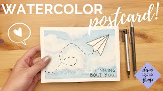 Learn to Paint: Watercolor Postcard - Clouds & Paper Planes