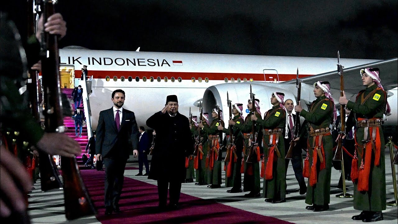 Presiden Prabowo Tiba di Amman disambut Putra Mahkota, Yordania, 24 Februari 2026