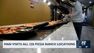An Iowa Pizza Ranch enthusiast visits his 228th Pizza Ranch location in Prarie Du Chien
