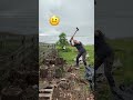 Splitting wood by hand goes bad #splittingwood #shorts