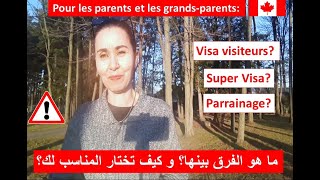 Parents/grands-parents: Visa visiteur/Super visa/parrainage?  ما الفرق بينها وكيف تختار المناسب لك؟