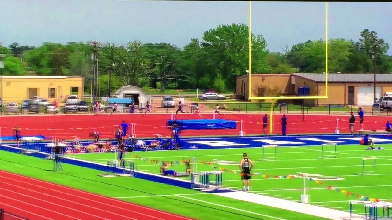 200m dash Michael Hess 4/16/2015 District - 1st place finish lane 4