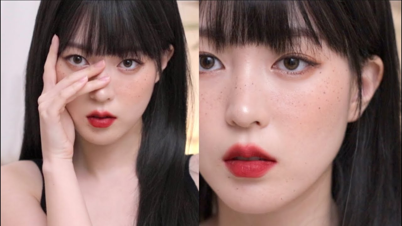 흑발+레드립...💋💄 (ft.주근깨 메이크업) RED LIP POINT MAKEUP | CHES 체스
