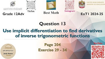 Derivatives of inverse trigonometric functions | Q13 P1 | 12A | EoT1 |