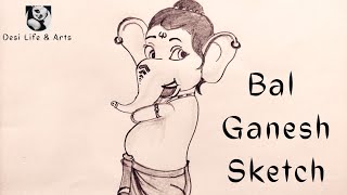 Bal Ganesh drawing | pencil sketch easy step by step | ganpati drawing easy |