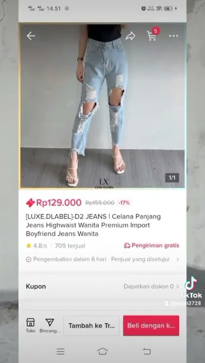 Celana sobek wanita versi tiktokshop,order cek di deskripsi