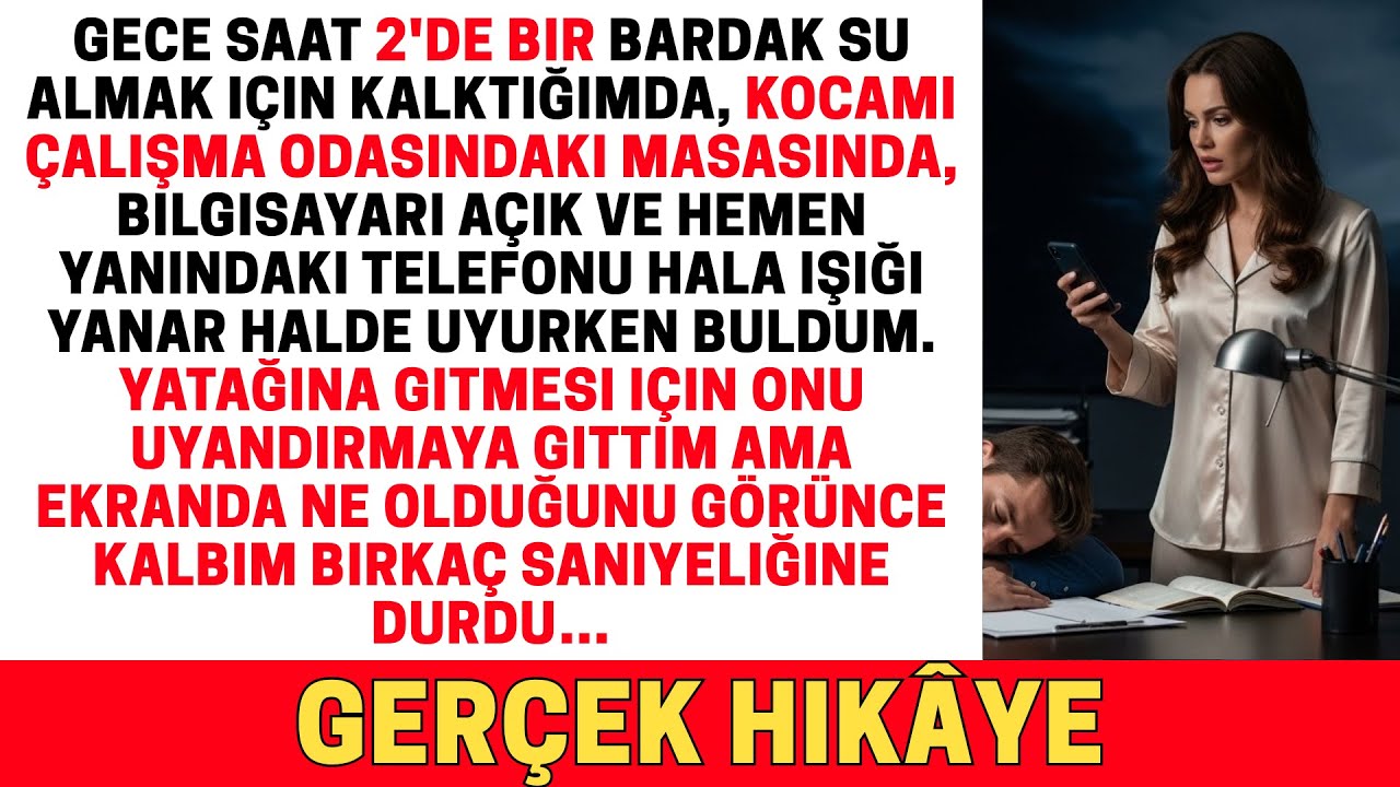 Gece saat 2'de kocamı çalışma masasının üzerinde uyuyakalmış buldum. Telefonunu gördüğümde kalbim…