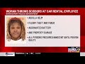 Woman faces additional charges after throwing scissors at car rental employee