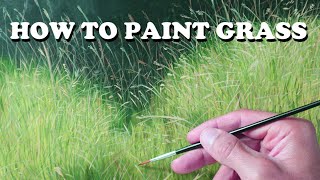 How to paint realistic grass  painting grass tutorial