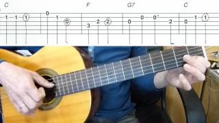Video thumbnail of "Little Brown Jug - Easy Guitar melody tutorial + TAB Guitar lesson"