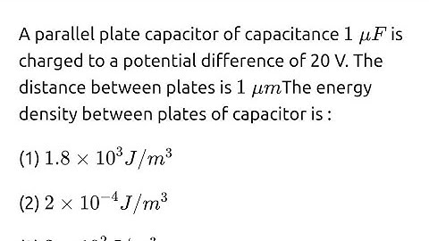 #jeemain2025 A parallel plate capacitor of capacitance 1 μ F is charged to a potential difference