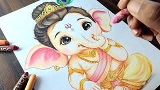 Cute Ganesh Ji Drawing 😍✨️| Ganesh Chaturthi Drawing | Part-2 | Colouring | Ganpati Drawing ✨️|