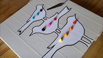 3 Birds Abstract Painting / Easy Masking Tape Technique / Satisfying / Project 100 Days / Day #64