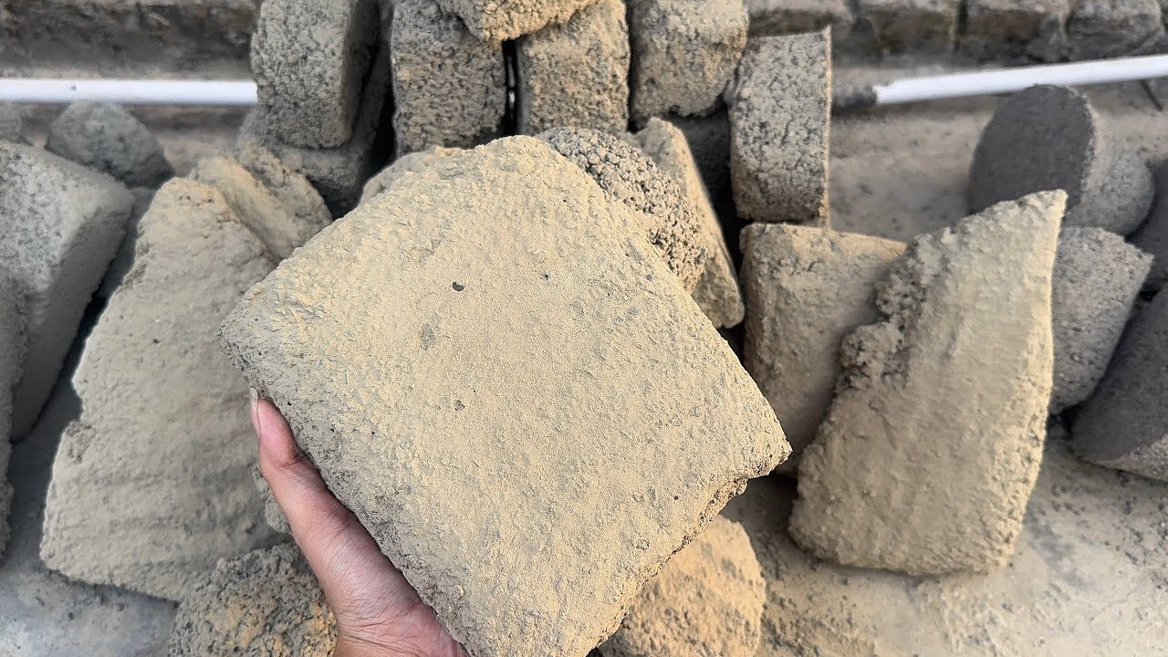 Ocean sand with grey concrete dry floor & water crumbling 🔥satisfying ❤️