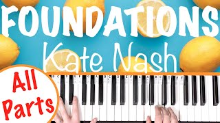 How to play FOUNDATIONS - Kate Nash EASY Piano Tutorial (Chords Accompaniment)