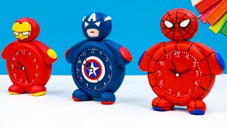 DIY clock mod Superheroes Spider man, Captain America, Ironman with clay 🧟 Polymer Clay Tutorial