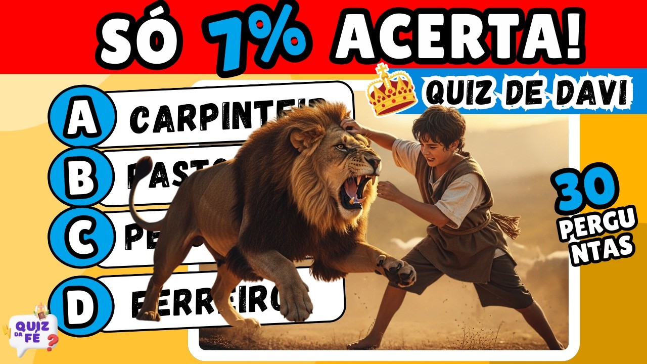 SÓ 7% ACERTAM Todas | 30 Perguntas Sobre DAVI | Quiz Bíblico 2026 👑
