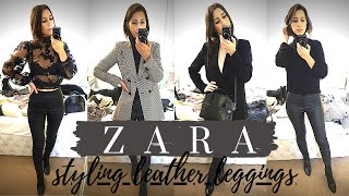 zara leather look pants