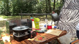 【山口県のキャンプ場】完ソロなのに隅っこキャンップでハワイアンバーガー作ったった