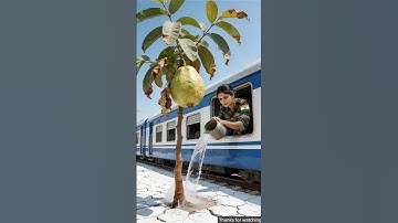 Lady Soldier saved the guava tree from drying up by watering it 😭 #ai #plants #save #watering