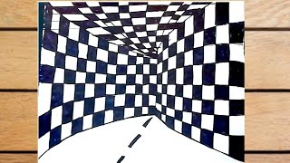 How to draw a 3D tunnel drawing /optical illusions /step by step...