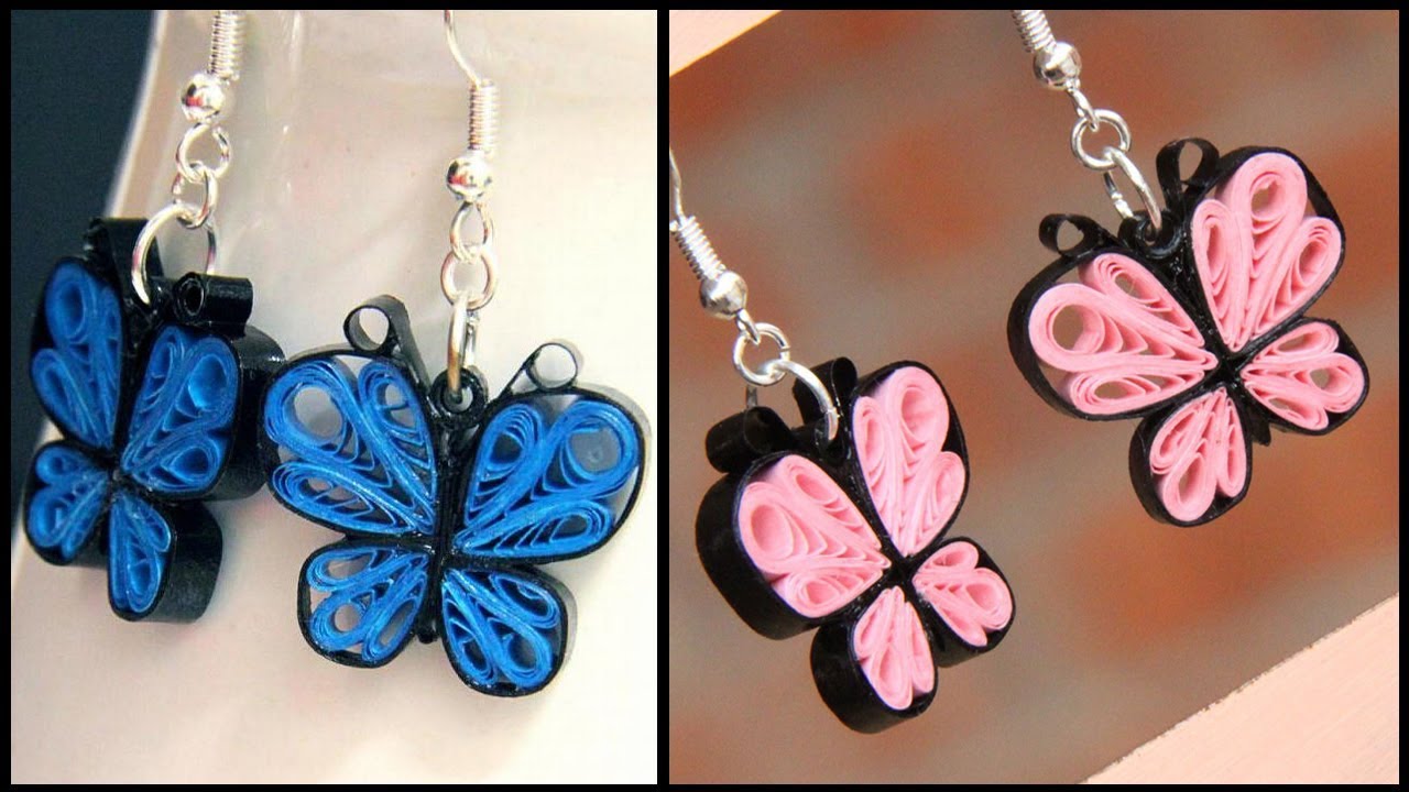 PAPER EARRINGS  How to make Beautiful Quilling Earrings Using Paper and  Comb  Making Tutorial  YouTube