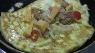 Omelette made with leftovers.