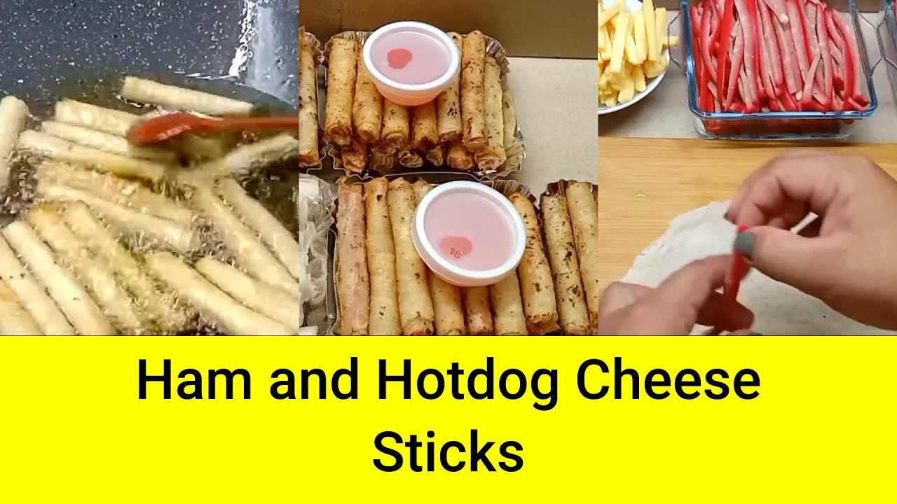 How To Make Crispy Ham And Hotdog Cheese Sticks With Lumpia Wrapper Egg And Oil
