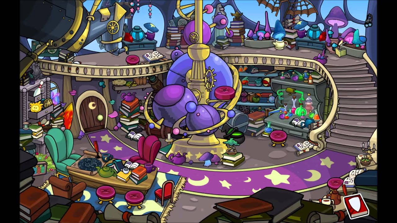 Club Penguin - Medieval Party 2013 - Wizard Library Theme