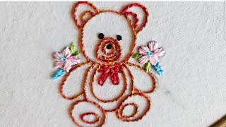 Cute Teddy Bear Embroidery Tutorial | Easy Hand Embroidery for Beginners | Hoop Art Design