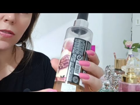 Asmr caseirinho mostrando meus perfumes com tapping (spraying, sons relaxantes)