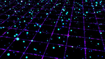 Dynamic Flowing Particle Waves Above Glowing Retro 80s Neon Grid 4K DJ Visuals Loop Background