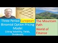 Three-Period (European) Binomial Option Pricing Model Using Volatility, Yield & Dividends (FD 03)