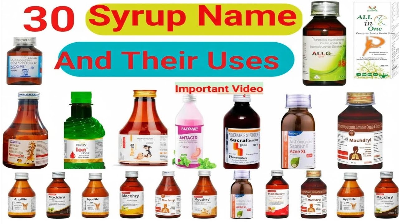 Top 30 Syrups Commonly Used | Cough Syrups | Fever | Diarrhea | Constipation | Anemia | Weakness