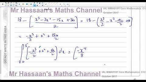 WMA01/01 Edexcel IAL C12 OCT 2017 Q15c,d Area Under Curves