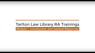 Faculty Research Assistant Training - Module 1: Introduction and General Resources
