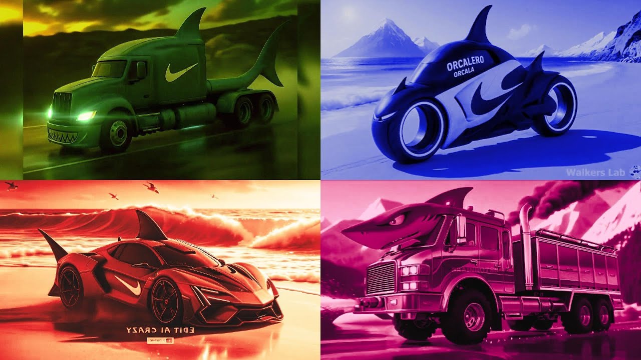 GREEN SHARK TRUCK 🆚 BLUE ORCA BIKE 🆚 RED SHARK CAR 🆚 PINK SHARK TRUCK💥CRAZY BRAINROT | Tiles Hop EDM