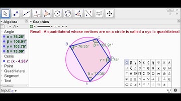 Cyclic Quadrilateral Opposite Angles Theorem GeoGebra Visualization