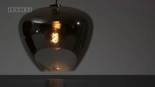 LUCIDE SOUFIAN GLASS CEILING PENDANT LIGHT - SMOKE GREY