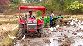 John Deere and Mahindra tractors working in mud | tractor |