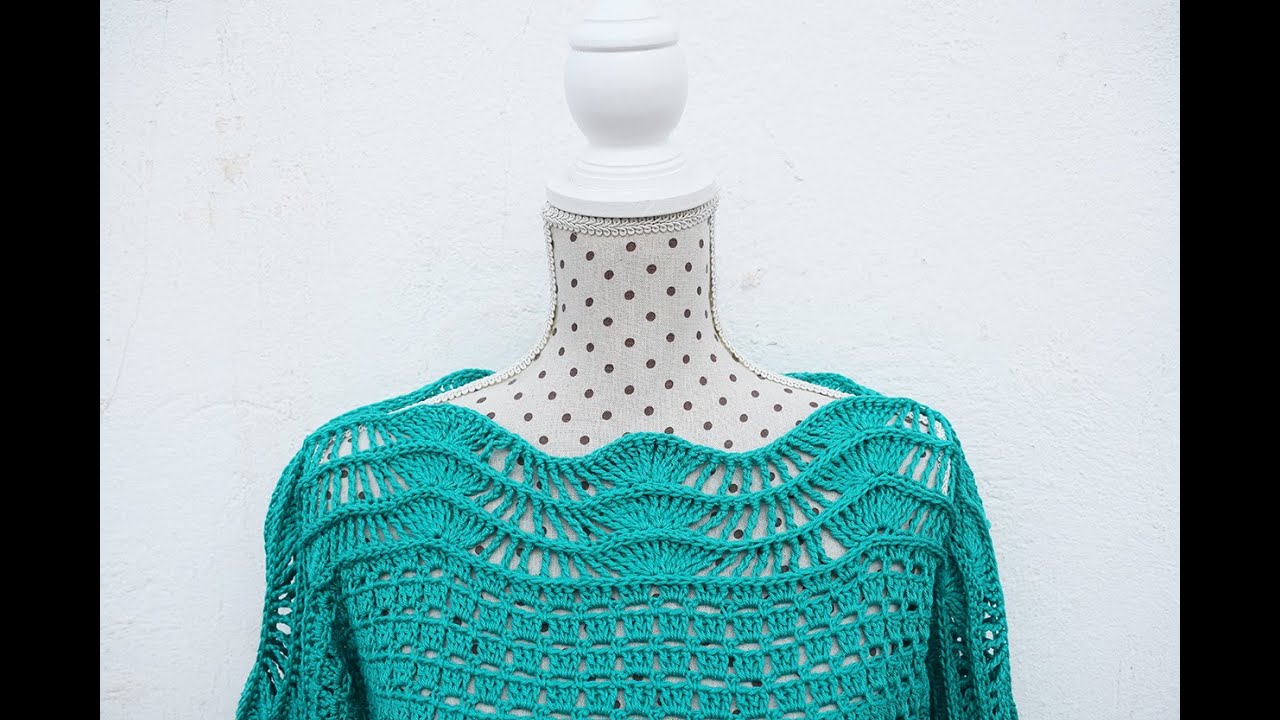 BONITA BLUSA O JERSEY A CROCHET PARA OTOÑO MUY FACIL. TODAS LAS TALLAS