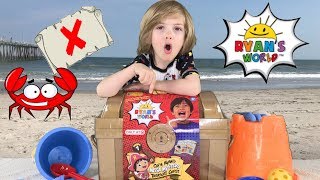 Jace finds the NEW Ryan's World Mega Mystery Treasure Chest on a Beach Pirate Map Adventure
