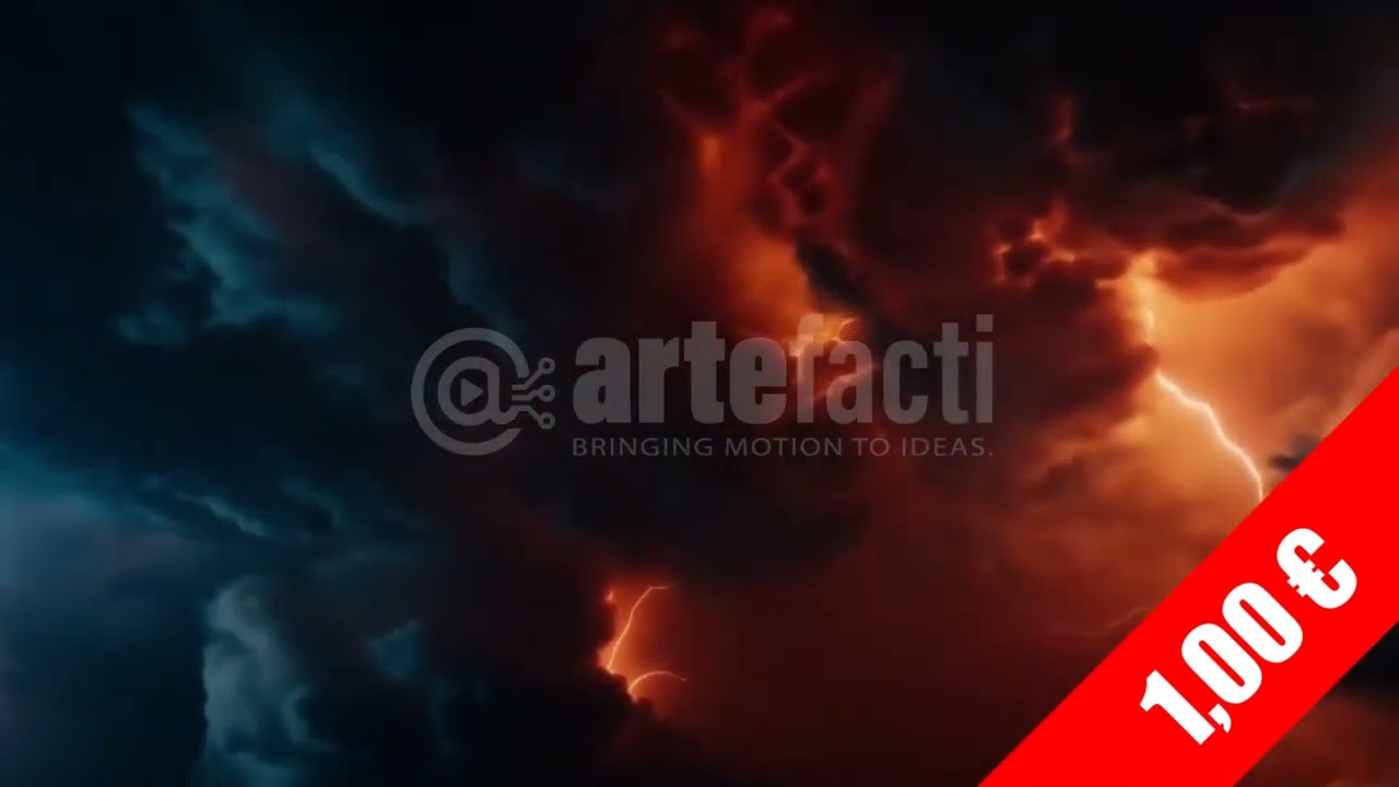 Teal vs. Ember Storm Clouds — HD Lightning Stock Footage