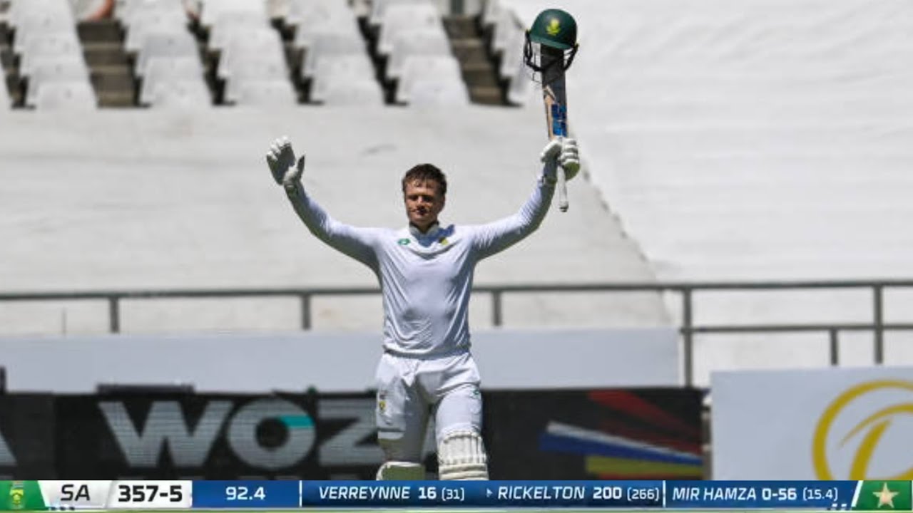 Ryan Rickelton double century vs pakistan , Ryan Rickelton 200 vs ...