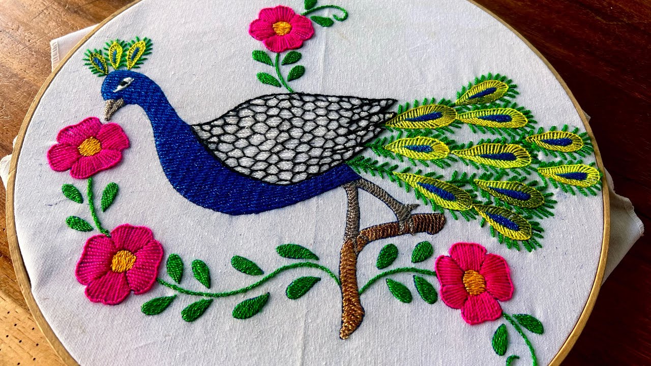 CÓMO BORDAR UN PAVO REAL 🦚puntada fácil para un pavo real 😳 🦚@Tus ideas en bordados