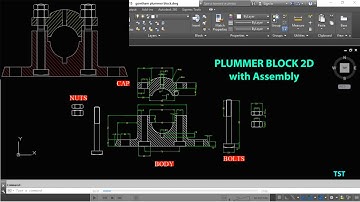 PLUMMER BLOCK 2D with Assembly | AUTOCAD TUTORIALS ( in TAMIL )