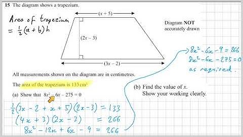 IGCSE Edexcel Jan 2019 2H: Q15 - Area of a Trapezium