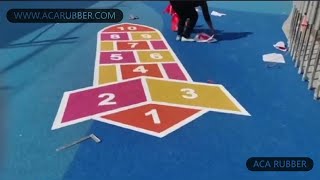 HOW TO INSTALL THE COLORFUL RUBBER FLOORING AND OUTDOOR KID PLAYGROUND EQUIPMENT IN THE THEME PARK.